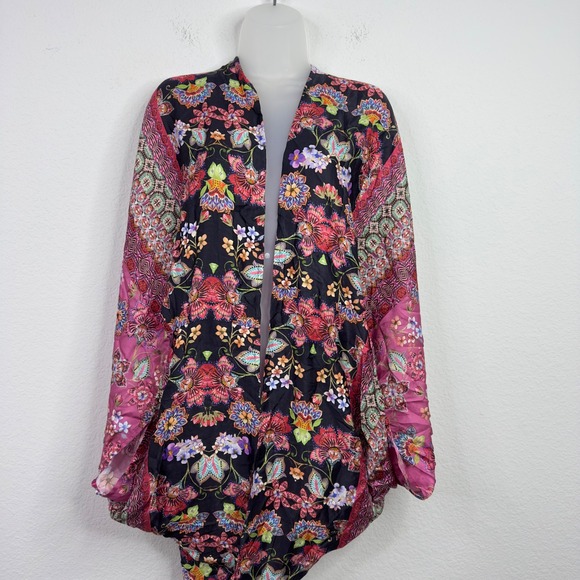 Kachel Kimono Duster Womens OS Winnie Silk Blend Floral Open Front Boho Festival - Picture 1 of 5